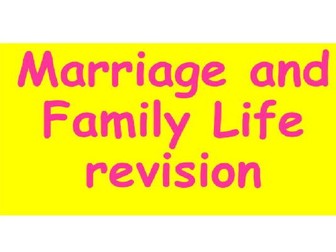 Edexcel Christianity Marriage and Family Life