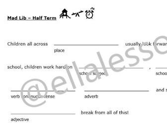 Mad Lib - Half Term - @ellalessons