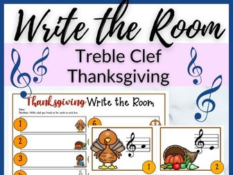 Thanksgiving Treble Clef Write the Room for Primary Music Lessons