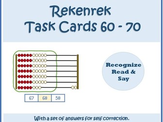 Rekenrek identify numbers from 60 to 70 with a set of answers for self correction