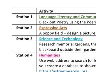 Remembrence day work stations