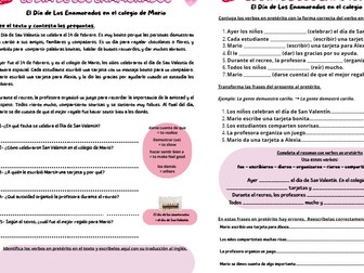 Día de San Valentín Spanish Preterite Read/grammar lesson (KS3/4)