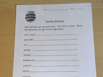 Bee-Bot Writing Directions including editable version