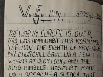 Original VE Day dairy entry