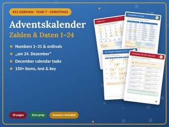 KS3 | A1/A2 German Numbers and Dates Christmas