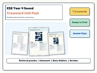 KS2 Year 4 Sound Crossword Unit Pack | Science Vocabulary + Answers