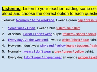 Les vêtements - Lesson 3 KS3