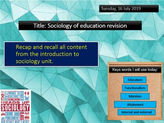 AQA GCSE Sociology revision Education