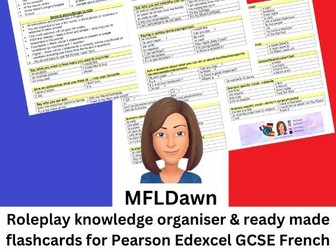 GCSE French - Roleplay knowledge organiser & flashcards for Pearson Edexcel