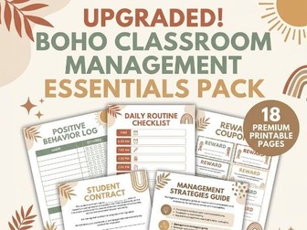 Boho Classroom Management Essentials Pack | Upgraded Printable PDF (18 Pages)