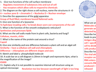 AQA A level Topic 2 Cells Revision lesson