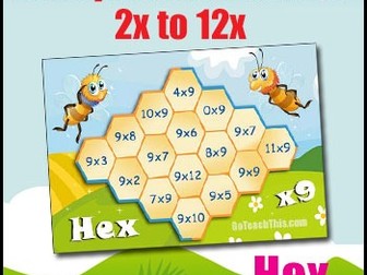Multiplication Game - HEX - 2x Table to 12x Table - with Smartboard Version