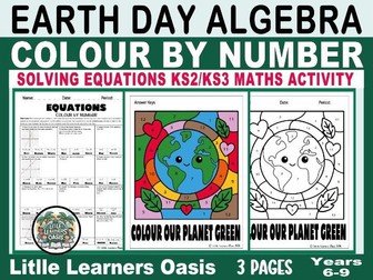 Earth Day Algebra Colour by Number KS2/KS3