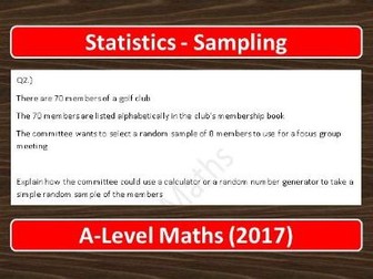 A-Level Maths (2017) Statistics: Sampling