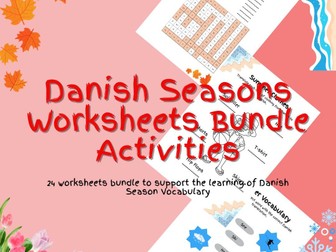 Danish Season Vocabulary Bundle Worksheets Winter Spring Summer Winter