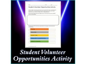 Student Volunteer Opportunities Activity - Printable & Editable