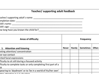 Feedback checklists for teachers/ supporting adults