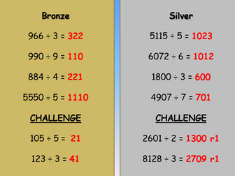 KS2 2, 3 & 4 digit division