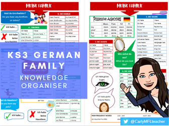 Y7/KS3 German Family Topic Knowledge Organiser