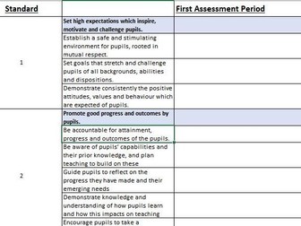 ITT or NQT Standards tracker