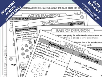 GCSE Biology: Diffusion, Osmosis and Active Transport Worksheet Pack