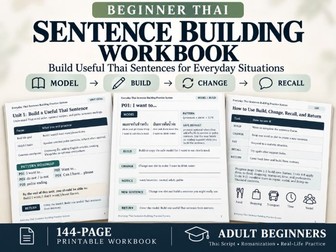 Thai Sentence Building Workbook for Adults