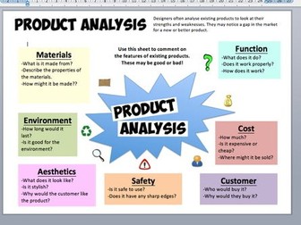 Product Analysis and target market prompt sheets & worksheets