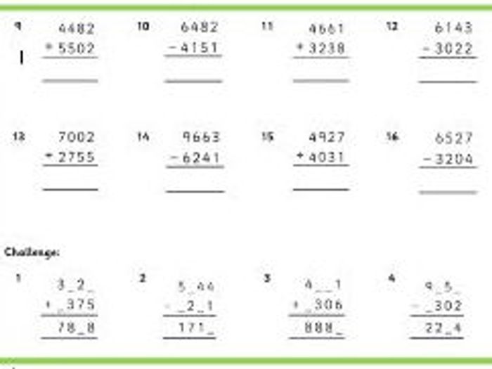 Column Addition And Subtraction | Teaching Resources