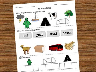 Differentiated Phonics Worksheet - oa sound