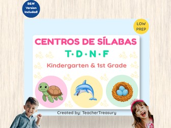 Spanish Syllables Centers T D N F Playdough Mats and Clip Cards EYFS Reception Phonics Activity Pack