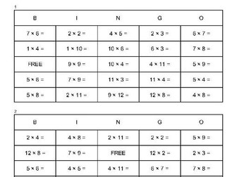 Timmes table bingo