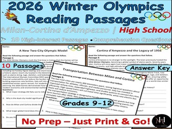 Winter Olympics 2026 High School Reading Comprehension Passages & Questions | ELA | Milan-Cortina