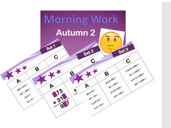 40 sets of arithmetic starters/morning work for year 5 and 6 with answers UKS2 4 operations maths