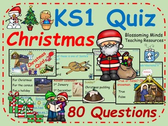 KS1 End of Term Christmas Quiz - 80 questions