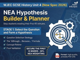 WJEC GCSE History Unit 4 (New Spec 2026) - NEA Hypothesis Builder & Planner