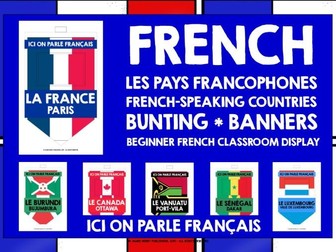 FRENCH-SPEAKING COUNTRIES CAPITALS FLAGS BUNTING