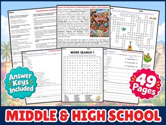 Hispanic Heritage Month Activties - Puzzles for Middle & High School Sub Plan