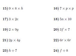 Algebraic notation worksheet with solutions Teaching Resources