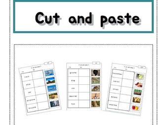 Cut and paste basic vocabulary worksheets with real photos