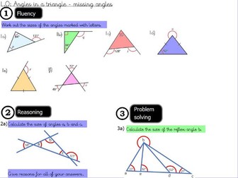 Geometry- angles in a triangle- missing angles