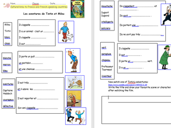 Tintin Cultural links to French speaking countries KS2