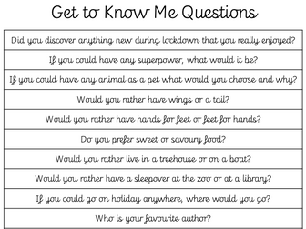Get to Know You Questions