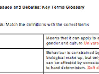 Issues and debates key terms