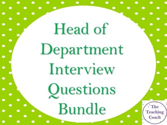 Head of Department - Curriculum Area  Interview Questions Bundle