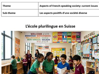 AQA French A Level stimulus card - L’école plurilingue en Suisse