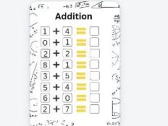 Addition sheet - 2 options with a number line 1 - 10