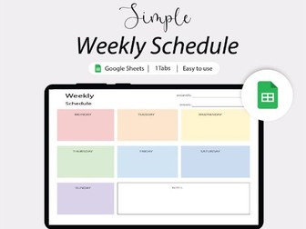 Weekly Schedule Google Sheets Template | Editable Sticky Note Planner | Daily
