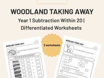 Subtraction within 20 Year 1 Worksheets