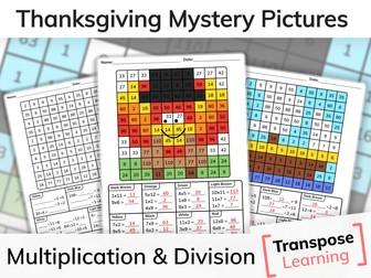 Thanksgiving Multiplication & Division Mystery Pictures