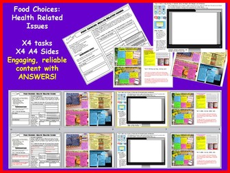 KS3/GCSE Food Cover Work/Worksheets - Food Choices: Health Related Issues